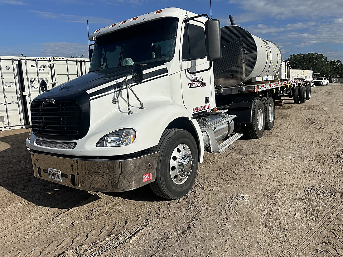 Flatbed freight on the road